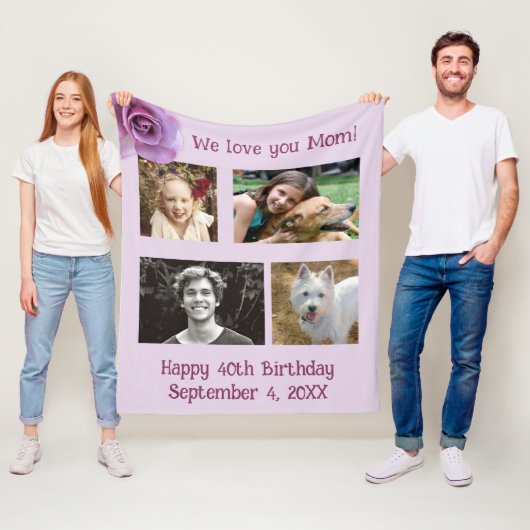 Vierer Foto Personalisiert Fleece Blankon (Beispiel)