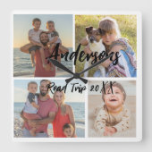 Vierer-Foto-Personalisierte Acrylmauer-Uhr Quadratische Wanduhr (Vorderseite)
