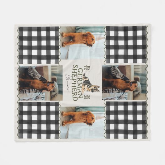 Vierer Gingham German Shepherd Pet Four Foto Fleecedecke (Vorderseite (Horizontal))