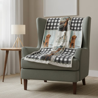 Vierer Gingham German Shepherd Pet Four Foto Fleecedecke