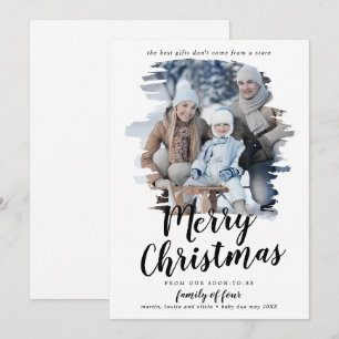 Viererfamilie des Fotos "Schwangerschaft" Feiertagskarte