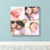 Viererfamilien-Foto-Quadrat Leinwanddruck (Insitu (Holzboden))