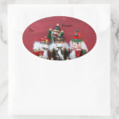 Vierergruppe Ovaler Aufkleber (Tasche)