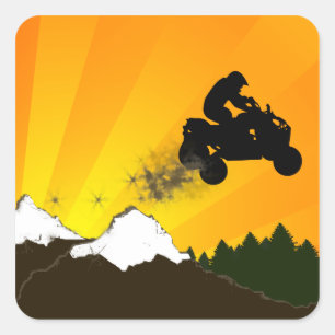 Viererkabel. orange Sonnenuntergang Quadratischer Aufkleber