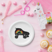 Viererkabelrollen-Skateregenbogen Pappteller (Party)