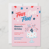 Viererlose 4. Geburtstags-Party Einladung (Vorderseite)