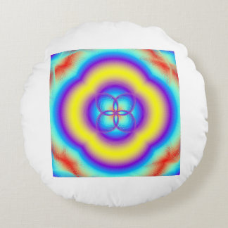 Vierfacher Regenbogen-Mandala-Wurfkissen Rundes Kissen