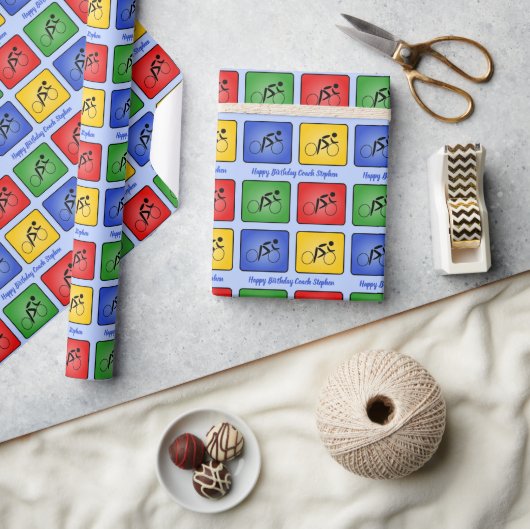 Vierfarbige Cycling-Symbole für benutzerdefinierte Geschenkpapier (Kunsthandwerk)