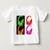 Vierfarbige Kopfhörer Pop Art Head Telefon Baby T-shirt (Vorderseite)