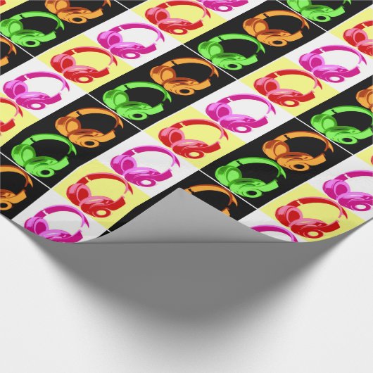 Vierfarbige Kopfhörer Pop Art Head Telefon Geschenkpapier (Ecke)
