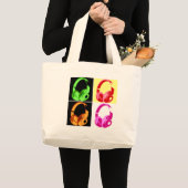 Vierfarbige Kopfhörer Pop Art Head Telefon Jumbo Stoffbeutel (Vorderseite (Produkt))