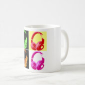 Vierfarbige Kopfhörer Pop Art Head Telefon Kaffeetasse (VorderseiteRechts)