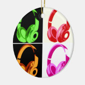 Vierfarbige Kopfhörer Pop Art Head Telefon Keramik Ornament (Links)