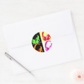 Vierfarbige Kopfhörer Pop Art Head Telefon Runder Aufkleber (Umschlag)