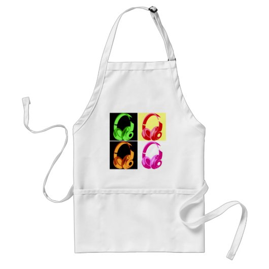 Vierfarbige Kopfhörer Pop Art Head Telefon Schürze (Vorne)