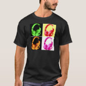 Vierfarbige Kopfhörer Pop Art Head Telefon T-Shirt (Vorderseite)