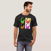 Vierfarbige Kopfhörer Pop Art Head Telefon T-Shirt (Vorne ganz)