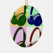 Vierfarbige Pop Art Kopfhörer Keramik Ornament (Rechts)