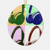 Vierfarbige Pop Art Kopfhörer Keramik Ornament (Links)