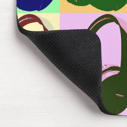 Vierfarbige Pop Art Kopfhörer Mousepad (Ecke)