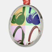 Vierfarbige Pop Art Kopfhörer Ornament Aus Metall (Links)