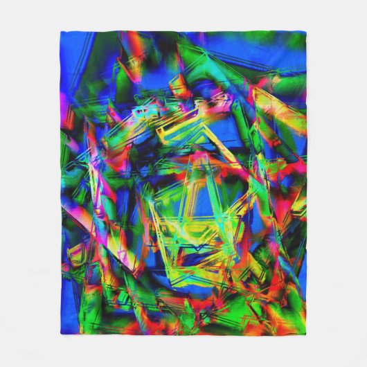 Vierfarbige Quadrate, falsche Pinselstriche Fleecedecke (Vorderseite)