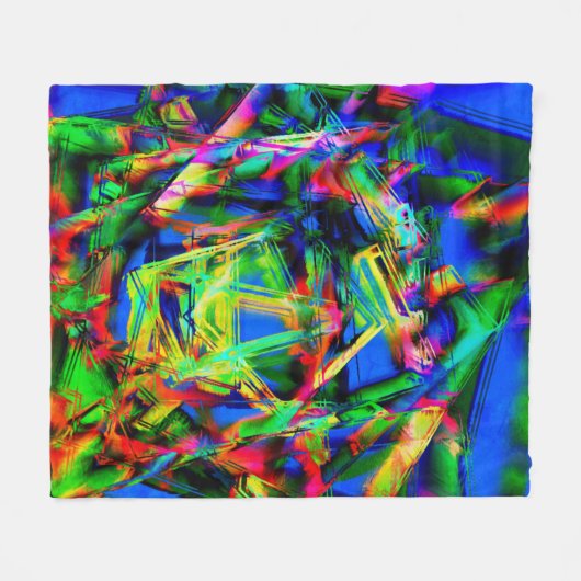 Vierfarbige Quadrate, falsche Pinselstriche Fleecedecke (Vorderseite (Horizontal))