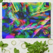 Vierfarbige Quadrate, falsche Pinselstriche Geschirrtuch (Gefaltet)