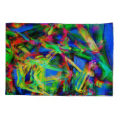 Vierfarbige Quadrate, grüne farbige Pinselstriche Kissenbezug (Rückseite-Links)