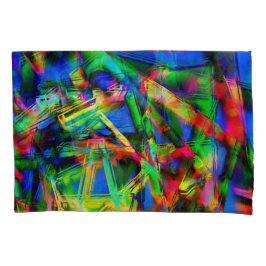 Vierfarbige Quadrate, grüne farbige Pinselstriche Kissenbezug