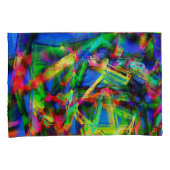 Vierfarbige Quadrate, grüne farbige Pinselstriche Kissenbezug (Vorderseite-Rechts)