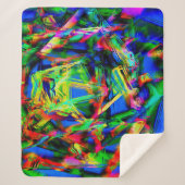 Vierfarbige Quadrate, grüne farbige Pinselstriche Sherpadecke (Vorderseite)