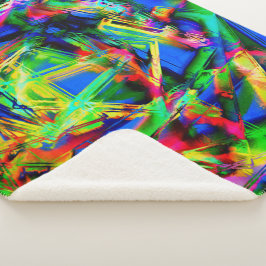 Vierfarbige Quadrate, grüne farbige Pinselstriche Sherpadecke