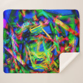 Vierfarbige Quadrate, grüne farbige Pinselstriche Sherpadecke (Vorderseite (Horizontal))