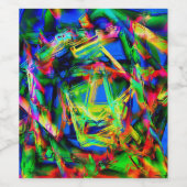 Vierfarbige Quadrate, grüne farbige Pinselstriche Weinetikett (Einzelnes Label)