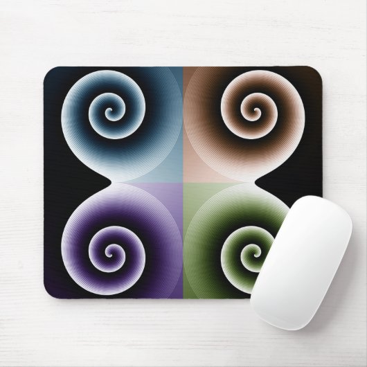 Vierfarbige Spiralkunst Abstrakt Mousepad (Mit Mouse)