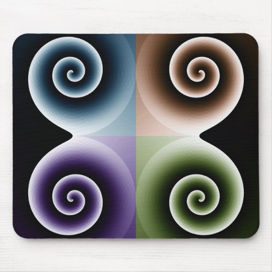 Vierfarbige Spiralkunst Abstrakt Mousepad (Vorne)