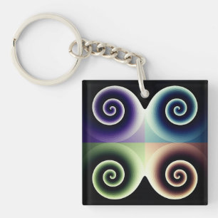 Vierfarbige Spiralkunst Abstrakt Schlüsselanhänger