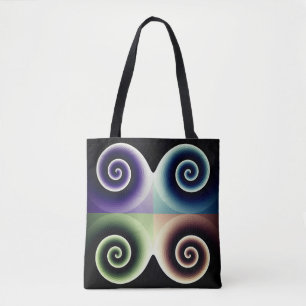 Vierfarbige Spiralkunst Abstrakt Tasche