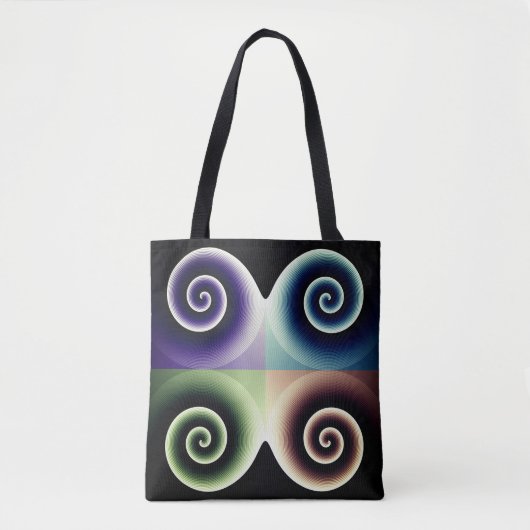 Vierfarbige Spiralkunst Abstrakt Tasche (Vorderseite)