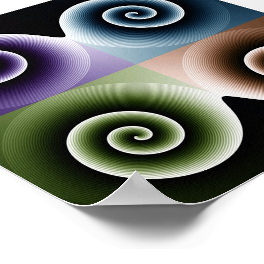 Vierfarbige Spiralkunst Poster (Ecke)
