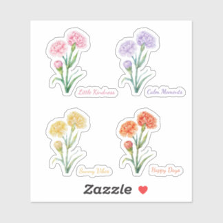Vierfarbige weiche Nelken-Wasserfarben-Sticker-Set Aufkleber