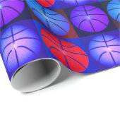 Vierfarbiger Pop Art Basketball Geschenkpapier (Rolleneckpunkt)