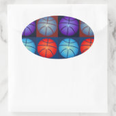 Vierfarbiger Pop Art Basketball Ovaler Aufkleber (Tasche)