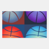 Vierfarbiger Pop Art Basketball Rechteckiger Aufkleber (Vorderseite)
