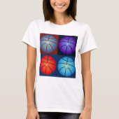 Vierfarbiger Pop Art Basketball T-Shirt (Vorderseite)