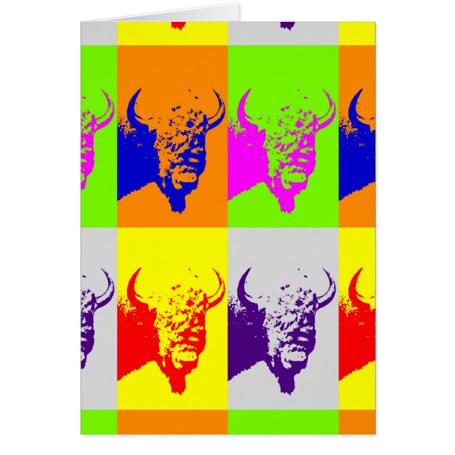 Vierfarbiger Pop Art Buffalo Bison (Vorne)