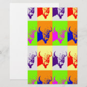 Vierfarbiger Pop Art Buffalo Bison Briefpapier (Vorne/Hinten)