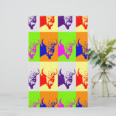 Vierfarbiger Pop Art Buffalo Bison Briefpapier (Stehend Vorderseite)