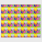 Vierfarbiger Pop Art Buffalo Bison Geschenkpapier (Flach)